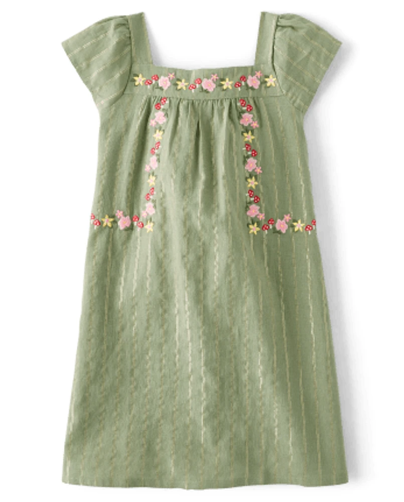 Girls Embroidered Floral Dress - Fairytale Forest