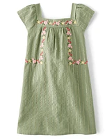 Robe fleurie brodée pour fille - Forêt de contes fées