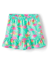 Girls Flamingo Ruffle Skort - Tropical Paradise