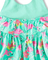 Girls Matching Family Flamingo Halter Dress - Tropical Paradise