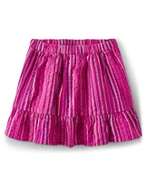 Girls Striped Ruffle Skort - Island Spice