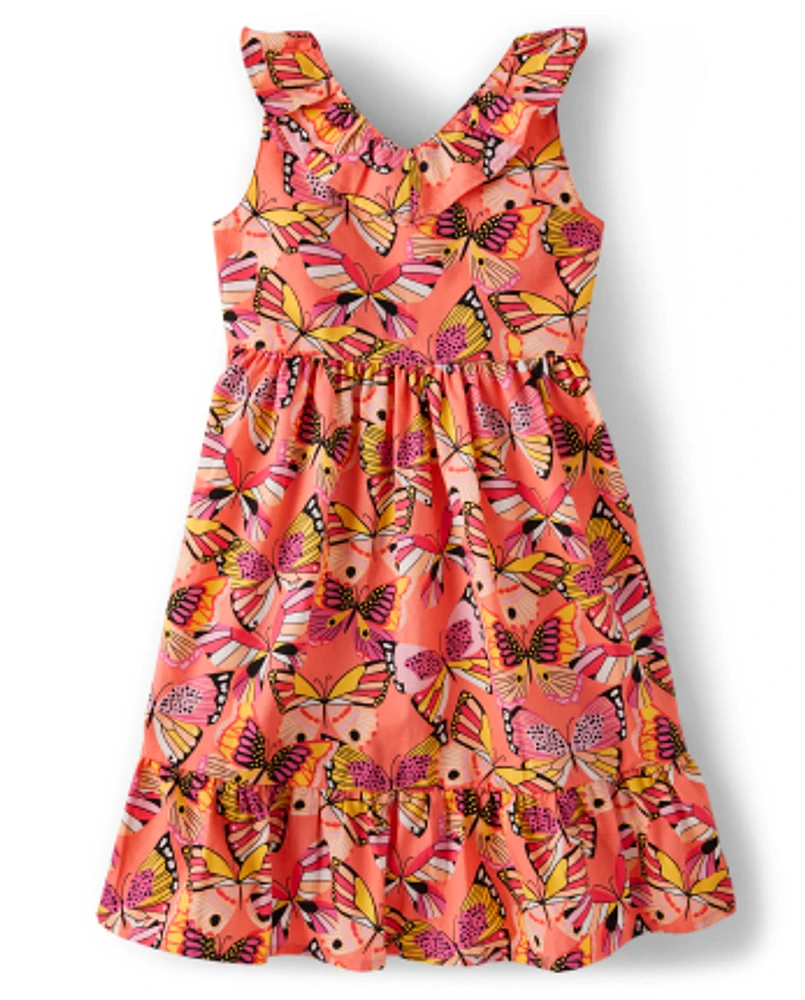 Girls Butterfly Ruffle Dress - Magical Monarch