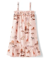 Girls Safari Ruffle Dress