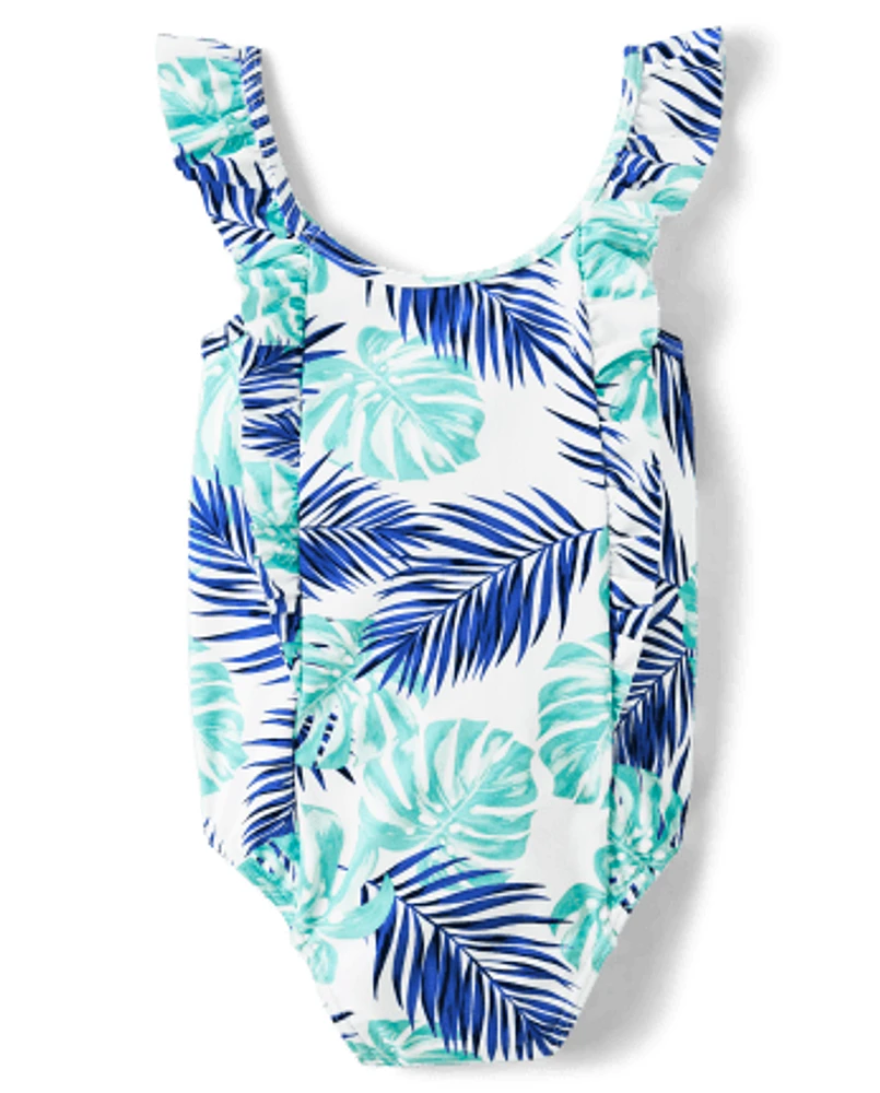 Girls Tropical Leaf One Piece Swimsuit - Splish-Splash