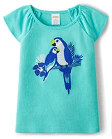 Girls Embroidered Parrot Top - Save the Seas