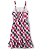 Womens Matching Family Plaid Ruffle Dress - American Cutie