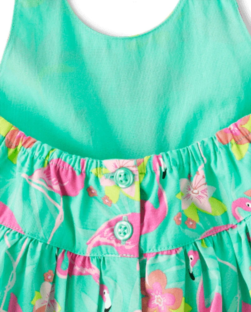 Baby Girls Matching Family Flamingo Halter Dress - Tropical Paradise