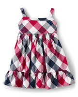 Baby Girls Matching Family Plaid Ruffle Dress - American Cutie