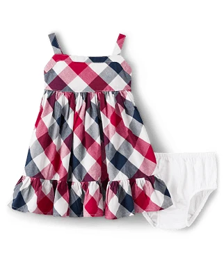 Baby Girls Matching Family Plaid Ruffle Dress - American Cutie