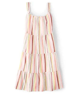 Womens Mommy And Me Striped Tiered Dress - Fairytale Forest