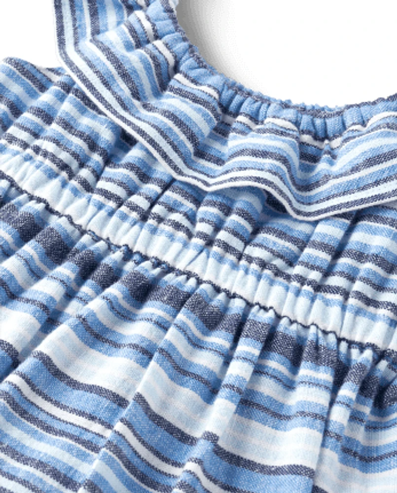 Baby Girls Matching Family Striped Ruffle Dress - Sandy Shores