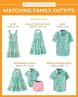 Bébé Garçons Famille assorti Flamingo Button Up Body And Pull On coton chino Short Ensemble - Tropical Paradise