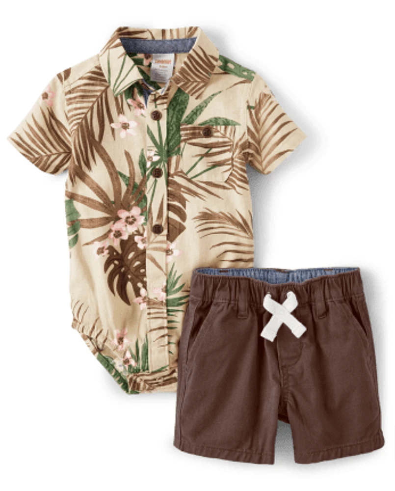 Baby Boys Matching Family Palm 2-Piece Set - Safari