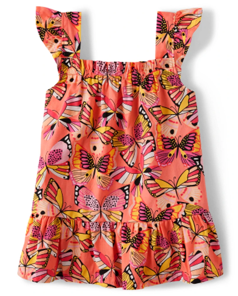 Girls Butterfly Ruffle Tank Top - Magical Monarch