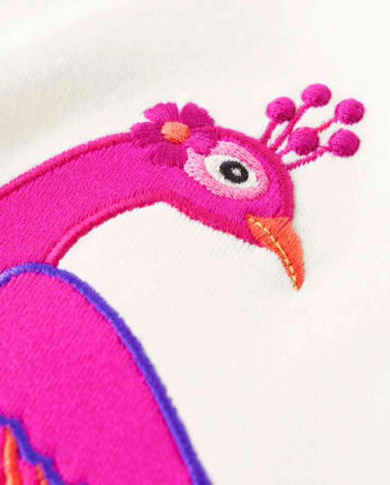 Girls Embroidered Peacock Tank Top - Island Spice