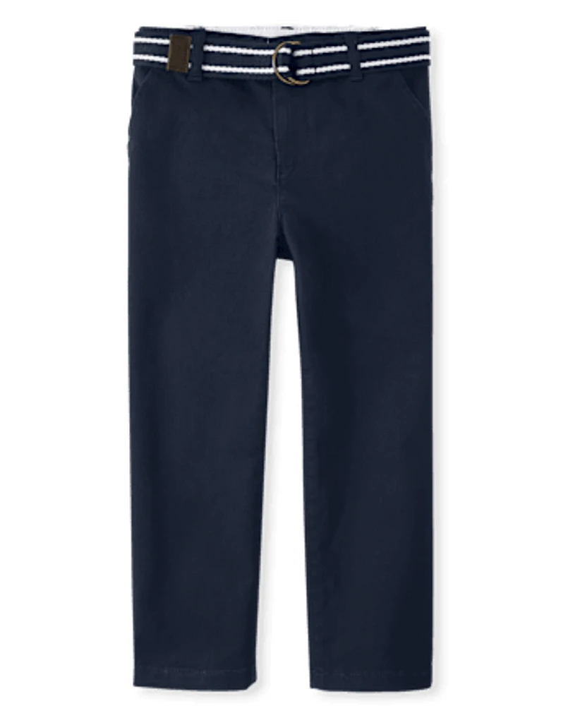 Boys Wrinkle Resistant Belted Chino Pants - Uniform