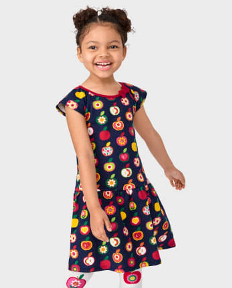 Girls Apple Ponte Peplum Dress - Orchard