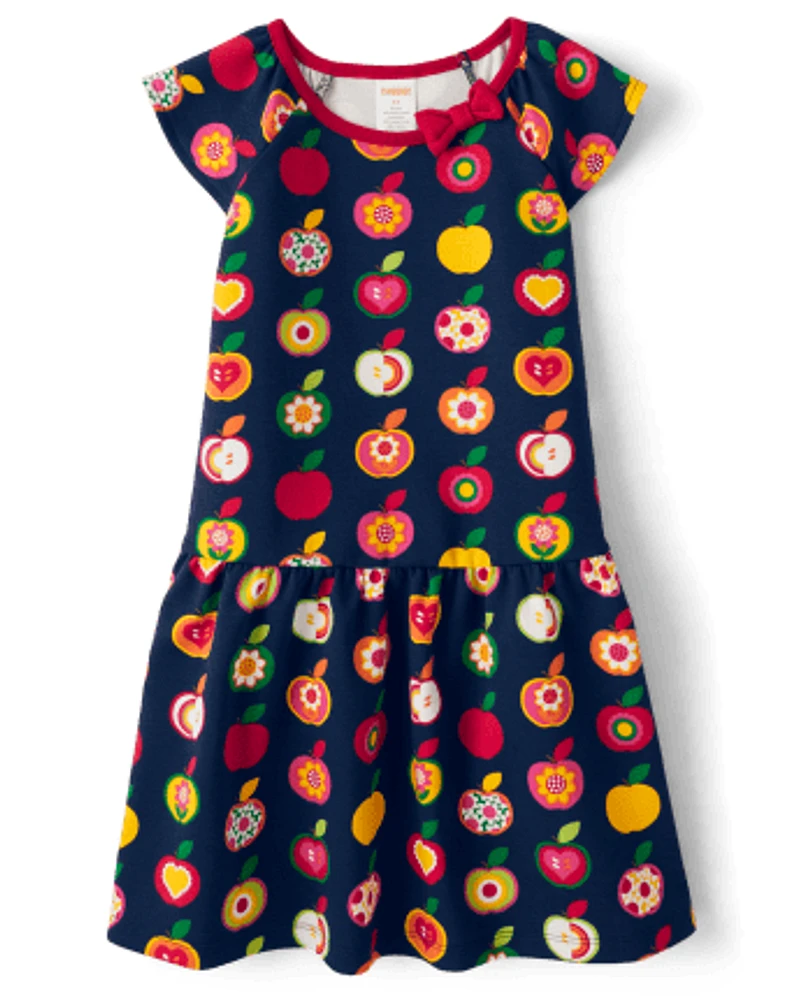 Girls Apple Ponte Peplum Dress - Orchard