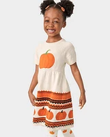 Girls Intarsia Pumpkin Sweater Dress - Lil'