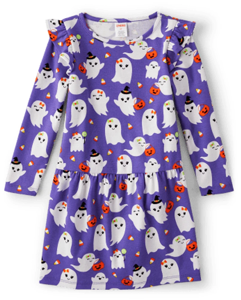 Girls Ghost Peplum Dress - Trick or Treat