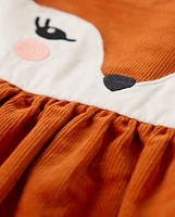 Girls Embroidered Fox Corduroy Jumper - Autumn Adventures