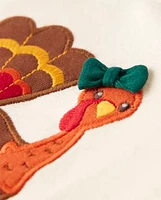 Girls Embroidered Turkey Flutter Top - Happy Harvest