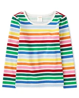 Girls Rainbow Striped Top - Very Merry