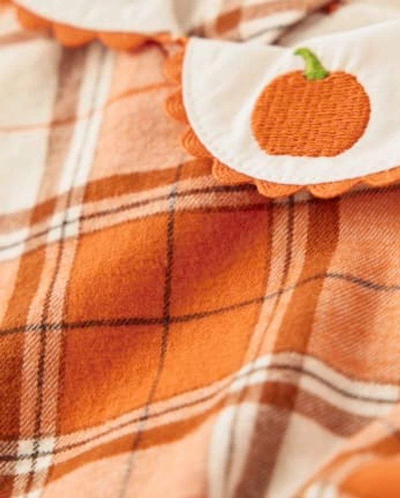 Girls Plaid Twill Peter Pan Dress - Lil' Pumpkin