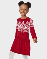 Robe pull Fille Intarsia Snowflake jacquard - A Royal de Noël