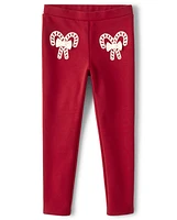 Girls Applique Candy Canes Ponte Jeggings - A Royal Christmas