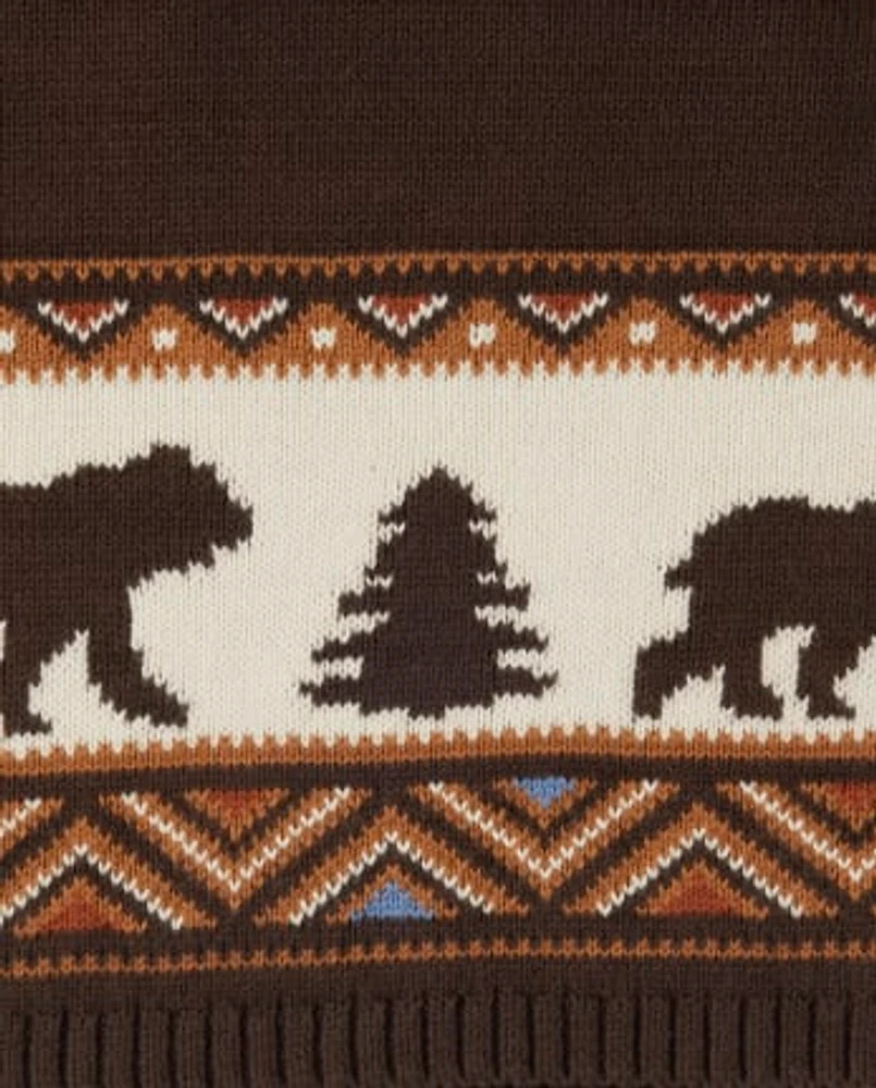 Girls Intarsia Bear Sweater Dress - Montana Mountain