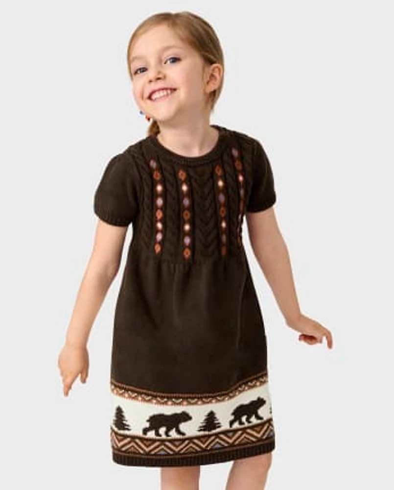 Robe pull Fille Intarsia Bear - Montana Mountain