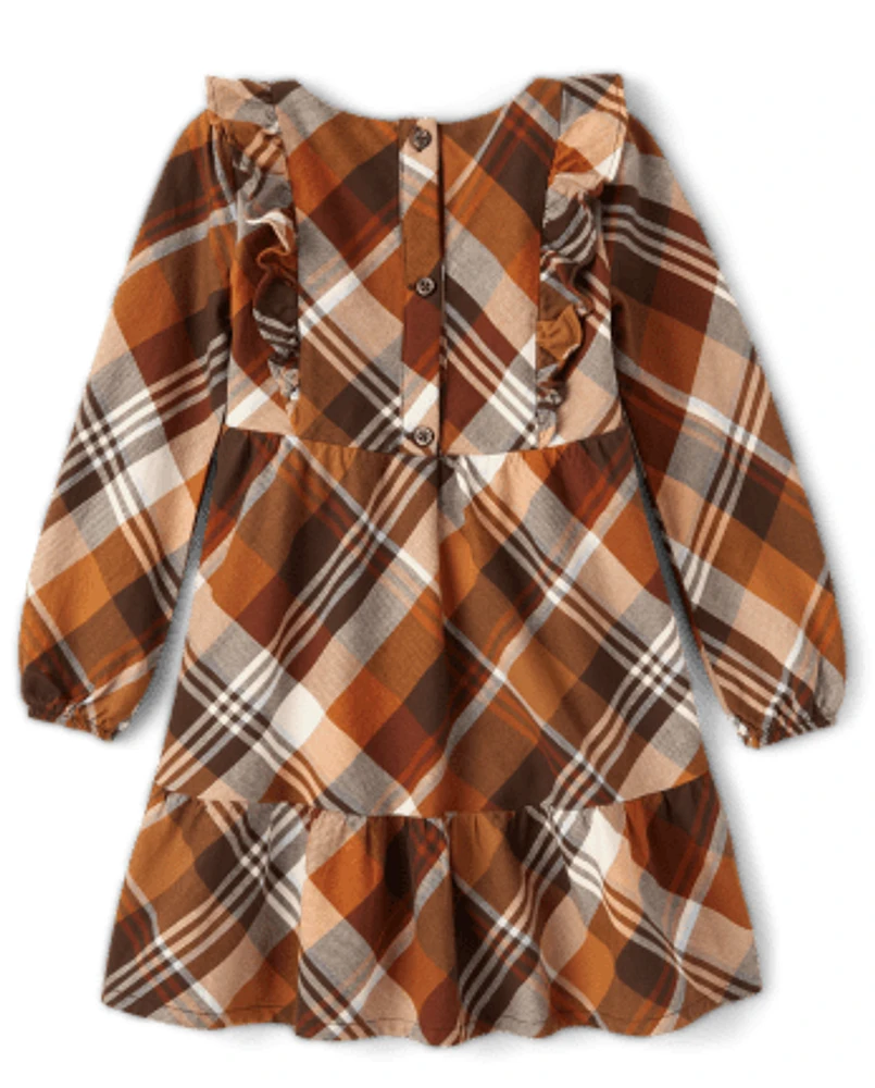 Girls Plaid Twill Tiered Dress - Montana Mountain