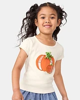 Girls Embroidered Pumpkin Top - Lil'