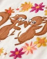 Girls Embroidered Squirrel Sweater - Happy Harvest