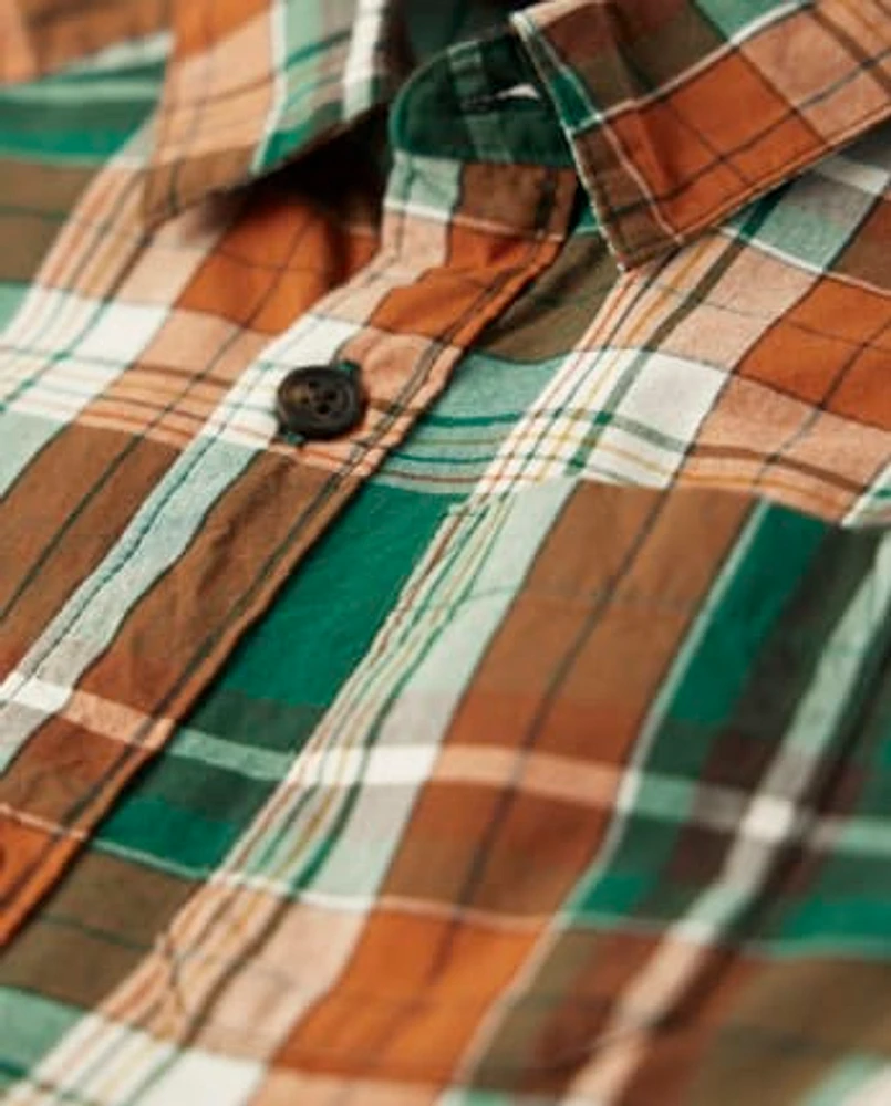 Boys Plaid Poplin Button Up Shirt - Friendly Fox