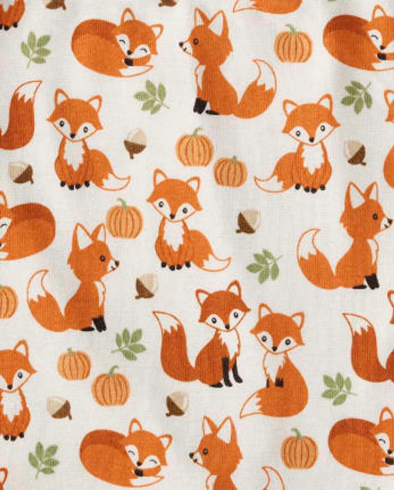 Kids Embroidered Fox Snug Fit Cotton Pajamas - Gymmies