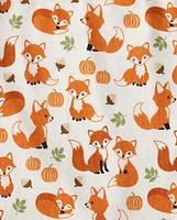 Kids Embroidered Fox Snug Fit Cotton Pajamas - Gymmies