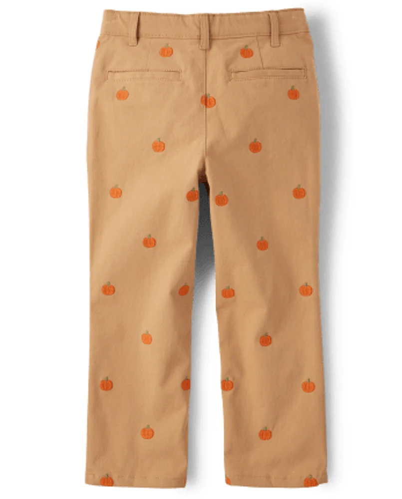 Pantalon chino en sergé de coton Schiffli Pumpkin pour garçon - Lil'