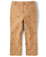 Pantalon chino en sergé de coton Schiffli Pumpkin pour garçon - Lil'