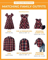 Mens Matching Family Plaid Poplin Button Up Shirt