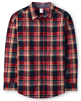 Mens Matching Family Plaid Poplin Button Up Shirt