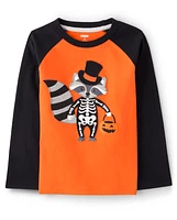 Haut raglan brodé à motif de raton laveur pour garçon - Trick or Treat