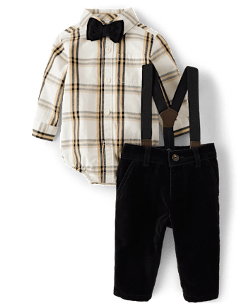 Baby Boys Plaid 3-Piece Outfit Set- Winter Wonderland