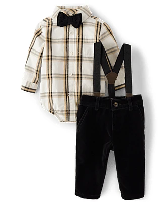 Baby Boys Plaid 3-Piece Outfit Set- Winter Wonderland