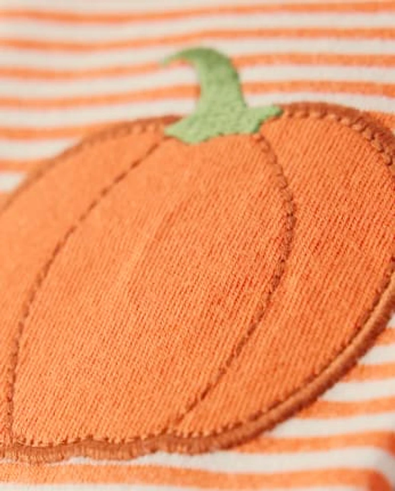 Girls Striped Applique Pumpkin Leggings - Lil'