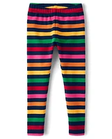 Girls Rainbow Striped Leggings - Apple Orchard