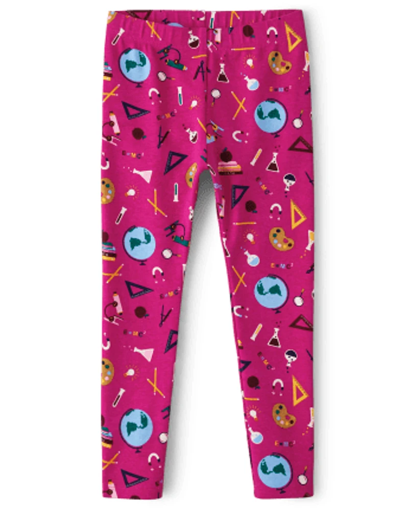 Girls School Supplies Leggings - Prep