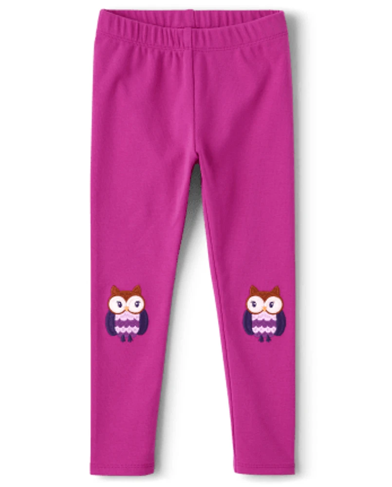 Girls Applique Owl Leggings - Magical Meadow