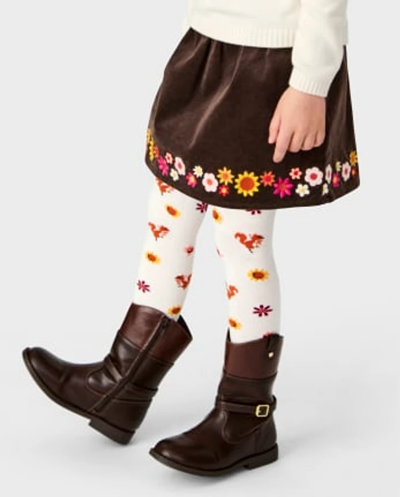 Girls Embroidered Floral Corduroy Skort - Happy Harvest